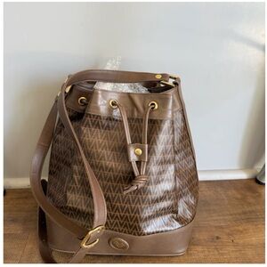 Valentino By Mario Valentino Brown Monogram Bucket Bag